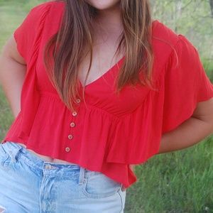 Forever21 Flowy Red top